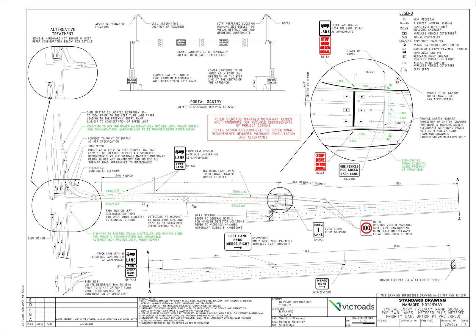 SD-6002 - Typical entry Freeway Ramp Signals for two lanes metered plu