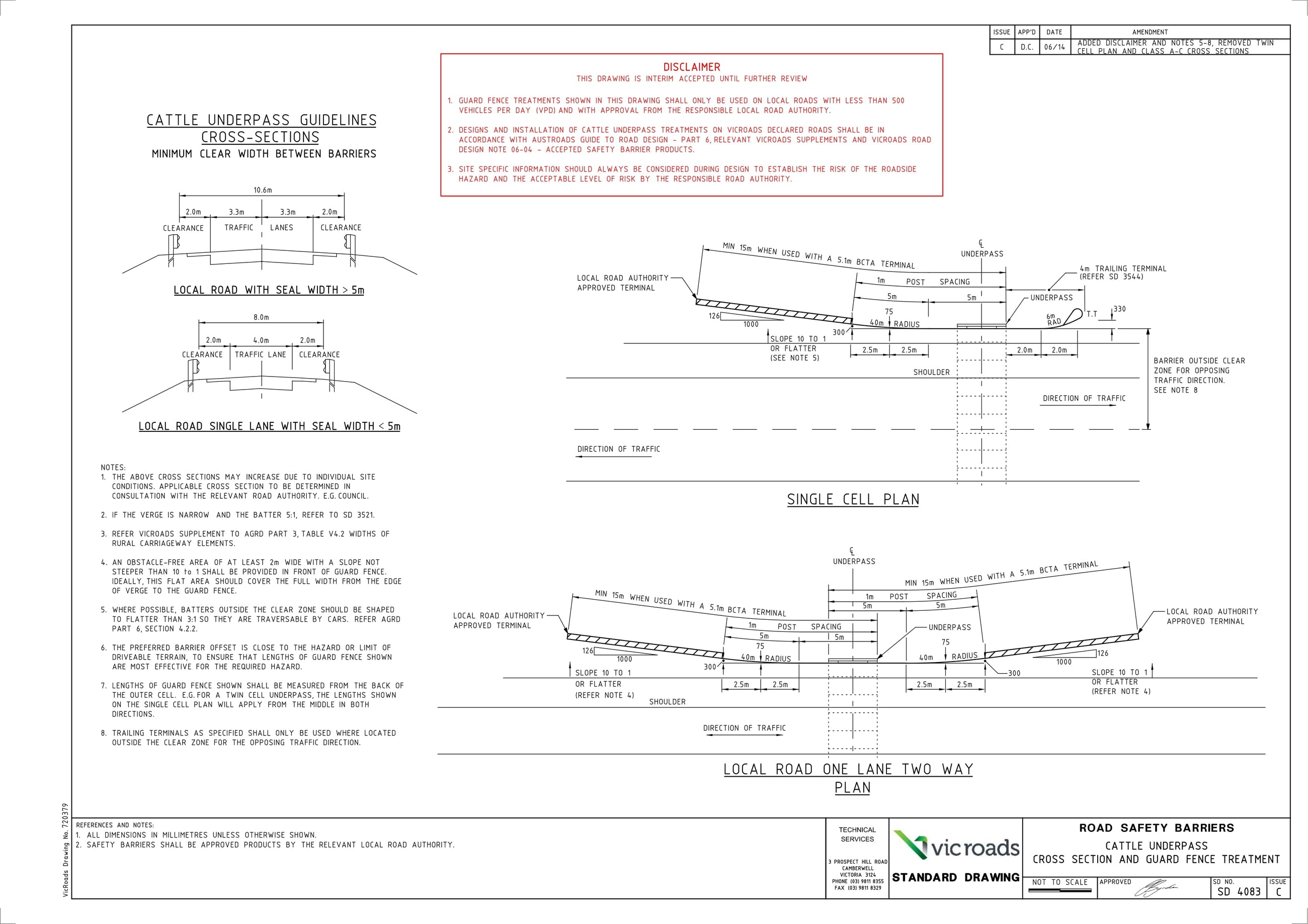 SD4083 Cattle Underpass Cross Section and Guard Fence Treatment