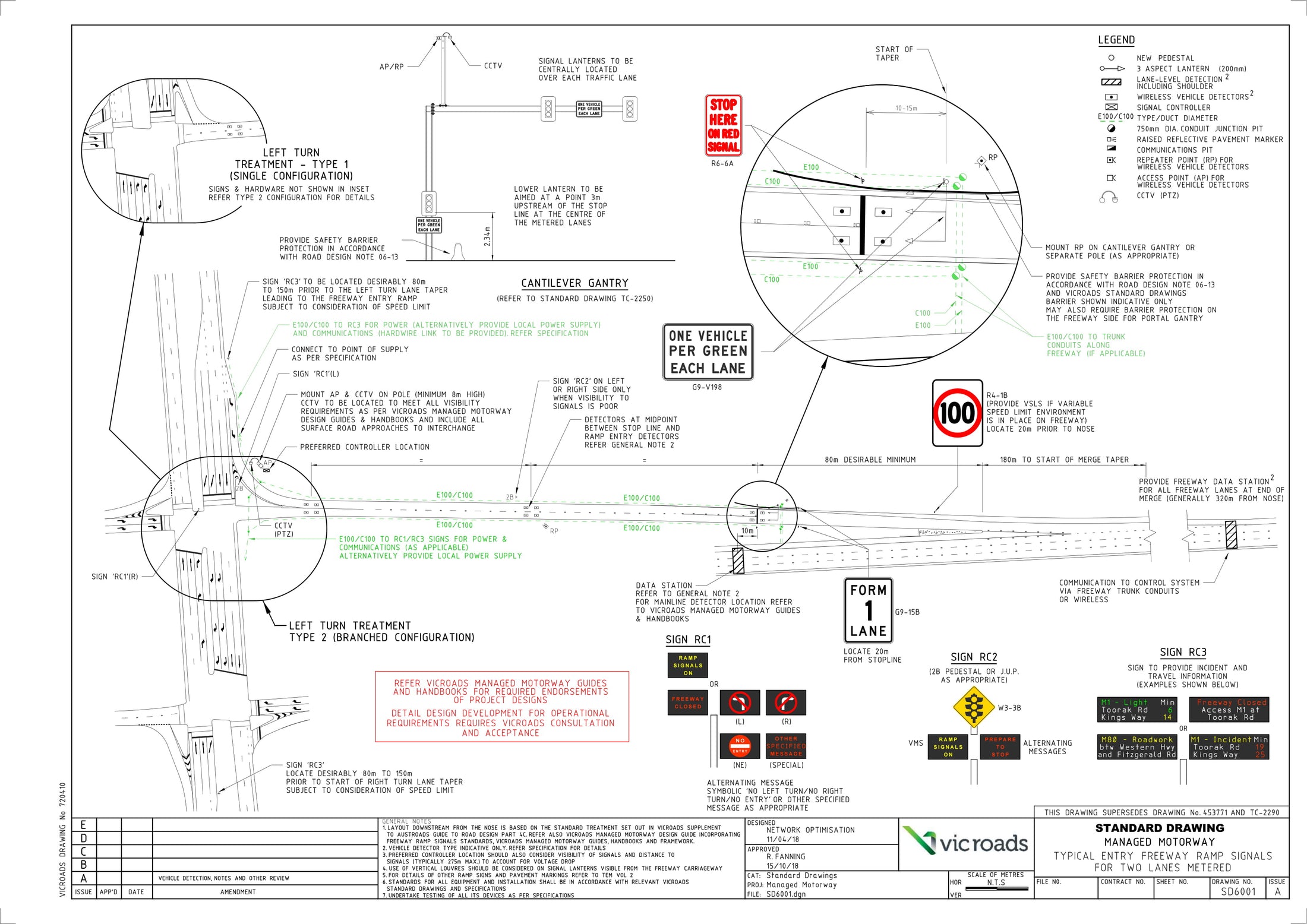 SD-6001 - Typical entry Freeway Ramp Signals for two lane metered