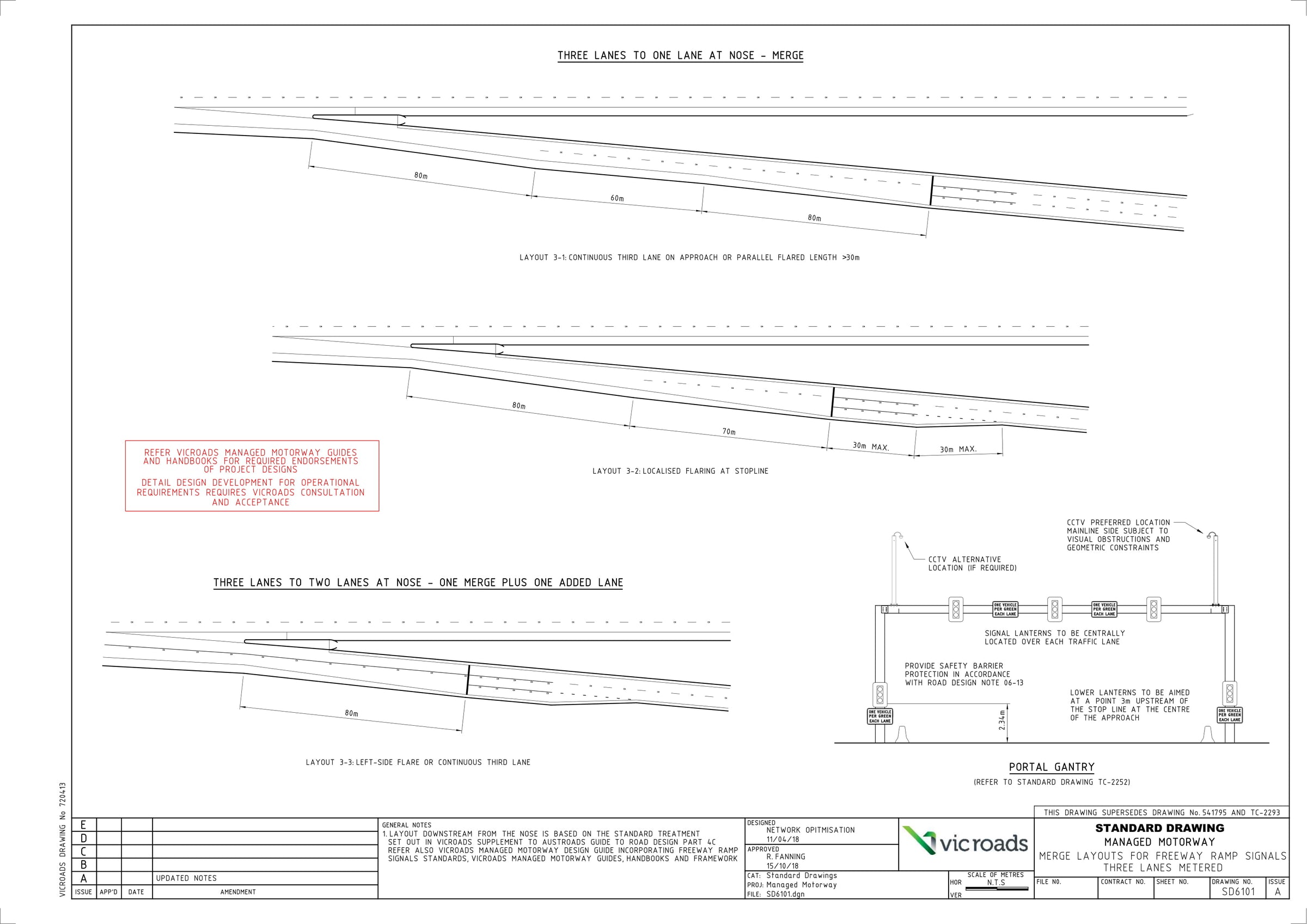 SD-6101 - Merge layouts for Freeway Ramp Signals three lane metered