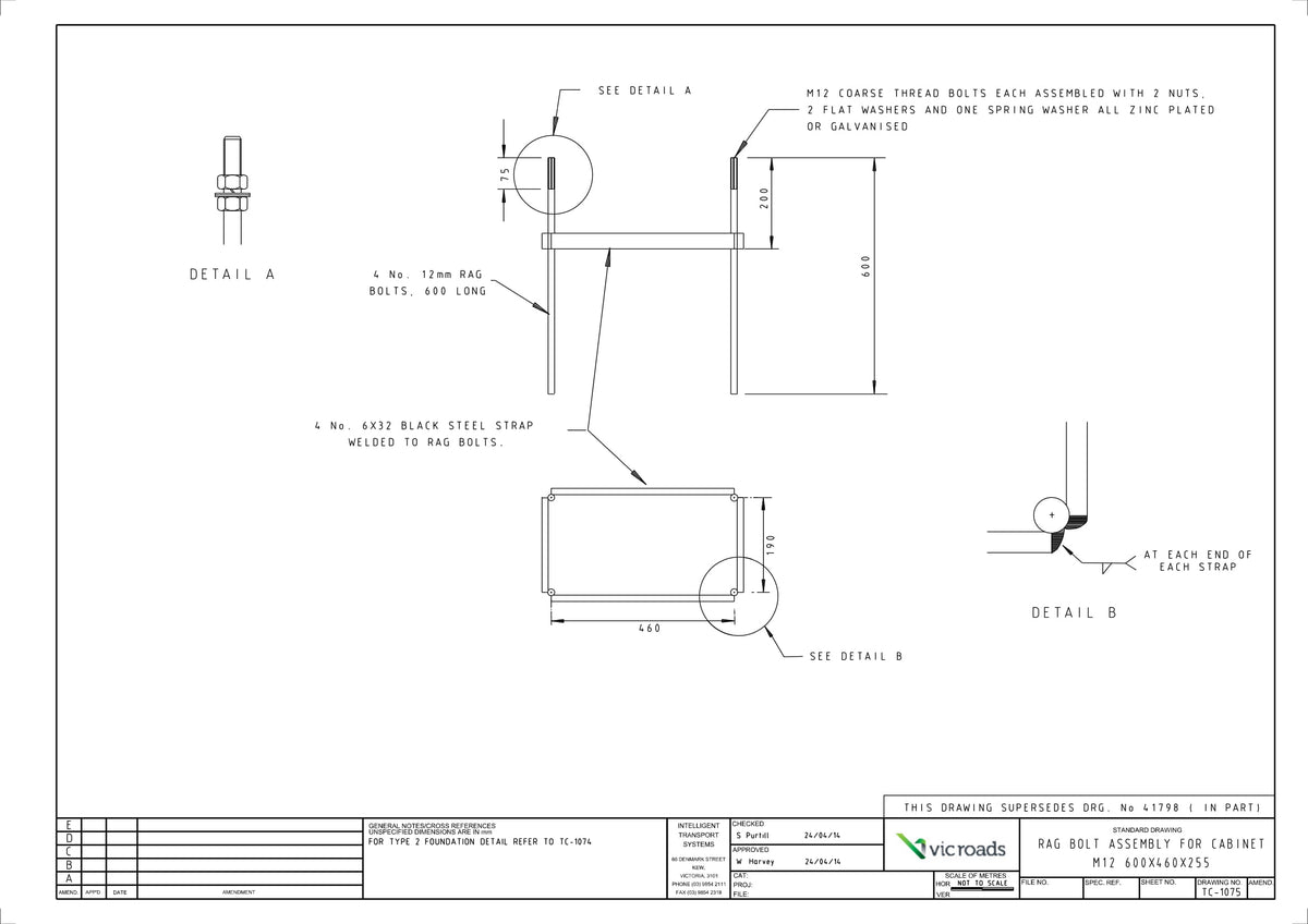 TC-1075- Rag Bolt Assembly For Cabinet